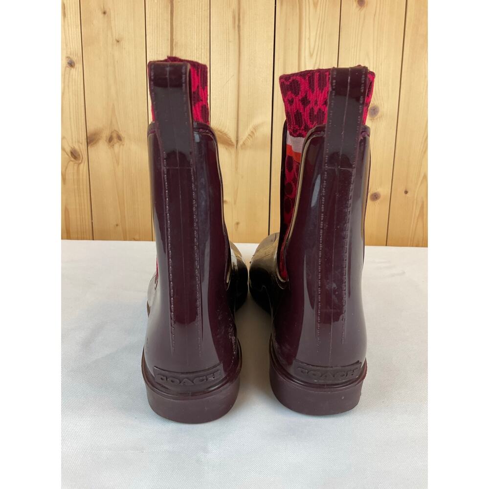 Coach Women's Rain Booties, Size 9- Maroon/Red - Picture 3 of 6